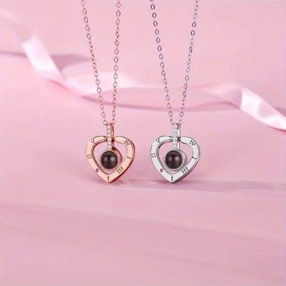 Projection Necklace 100 Languages I Love You Pendant Jewelry For Lover - Picture 1 of 9